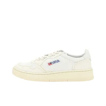 AUTRY Medalist Low Soft Goatskin Frayed Canvas 'White Ivory White'