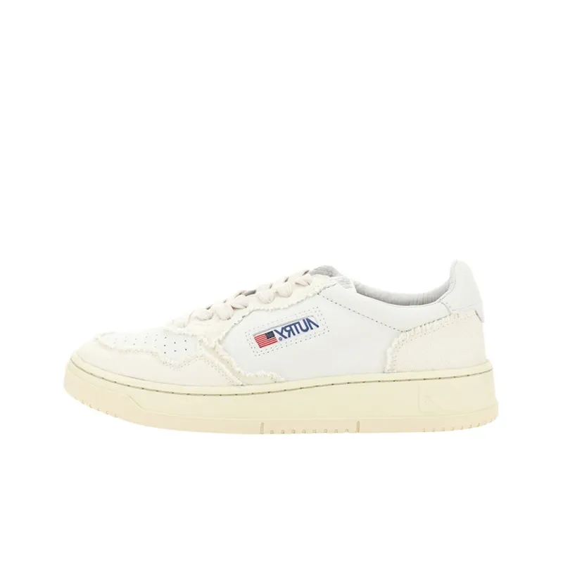 AUTRY Medalist Low Soft Goatskin Frayed Canvas 'White Ivory White'-0