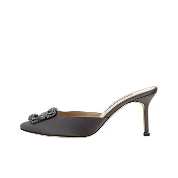 MANOLO BLAHNIK Closed Toe Slippers Women's Gray
