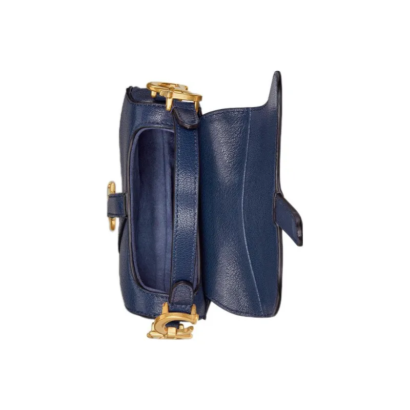 DIOR Saddle Goatskin Saddle Bag Shoulder Bag Crossbody Bag Handbag Mini Women's Blue-2