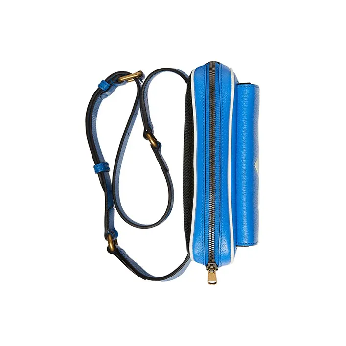 GUCCI Adidas Collaboration Leather Belt Bag One Shoulder Crossbody Fanny Pack Men's Blue/White-5