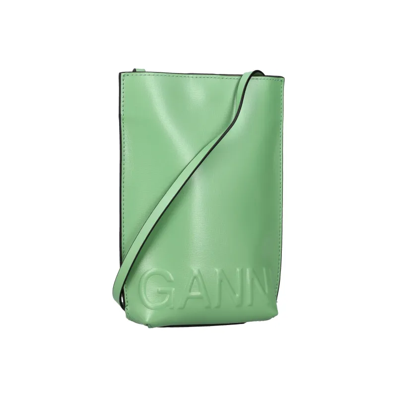 GANNI Banner Recycled Leather Shoulder Bag Crossbody Bag Women's Mint Green-2