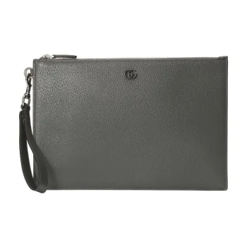 GUCCI GG Marmont Leather File Bag Wrist Bag Clutch Men's Gray