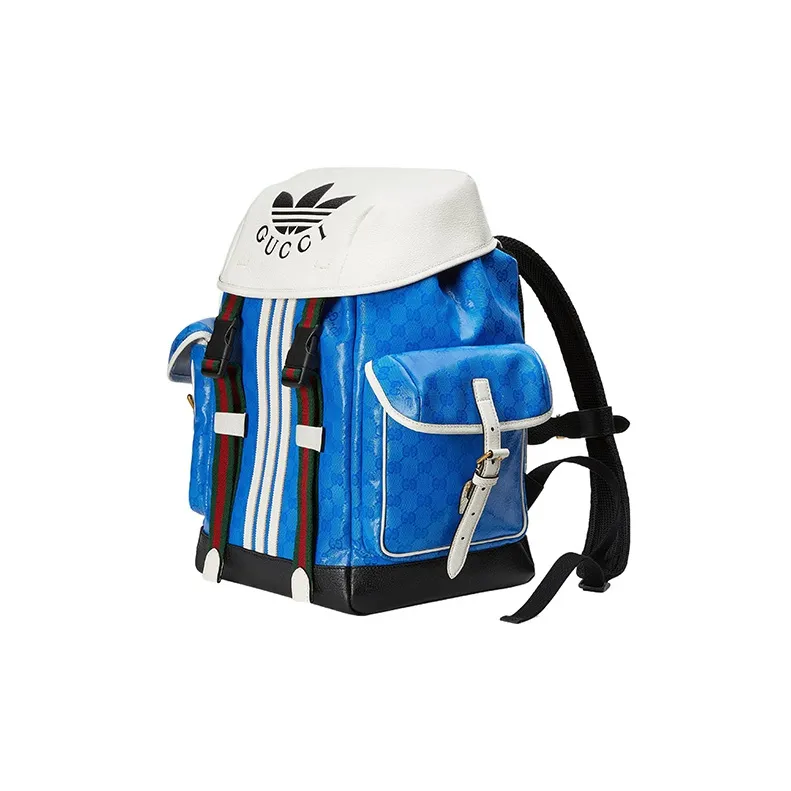 GUCCI Adidas Collaboration Canvas Backpack Regular Men's Blue/White-1