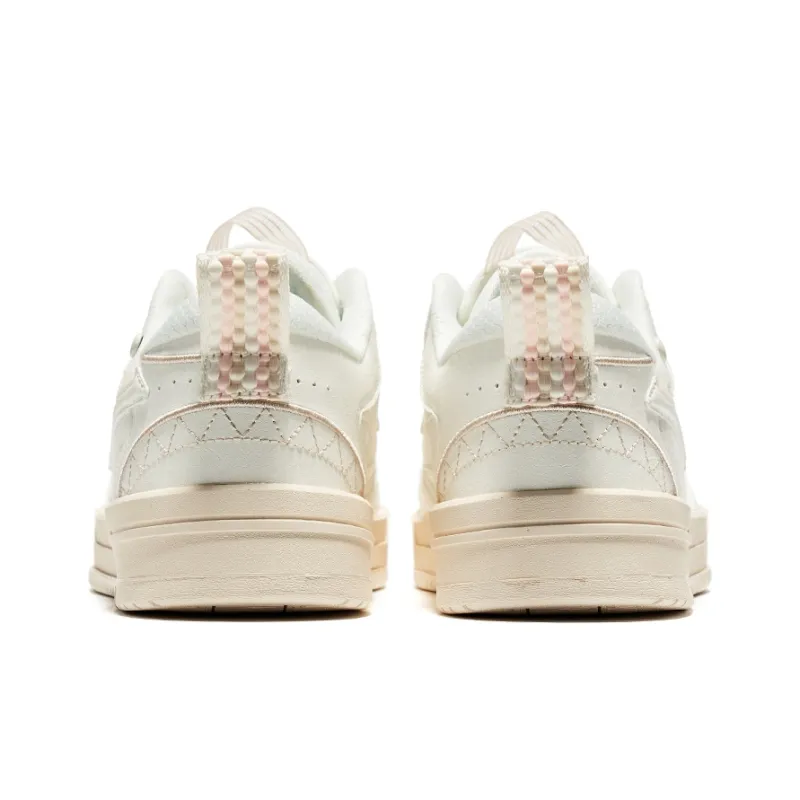 Erke Low-Top Skateboard Shoes Women's Microcrystal White Egg Cream Gray-3
