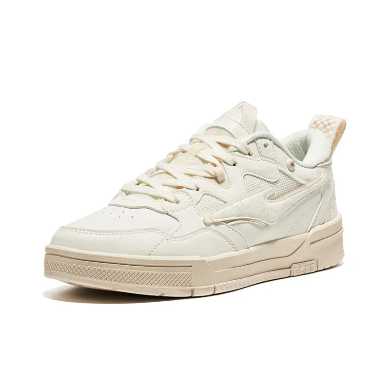 Erke Low-Top Skateboard Shoes Women's Microcrystal White Egg Cream Gray-2