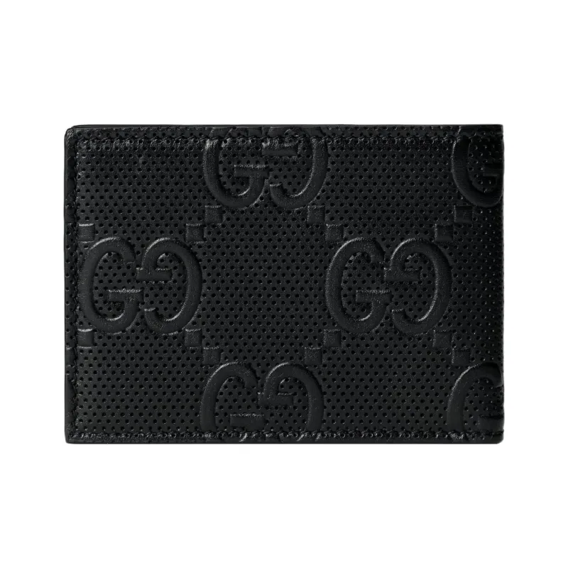 GUCCI Leather Card Holder Wallet Men's Black-2