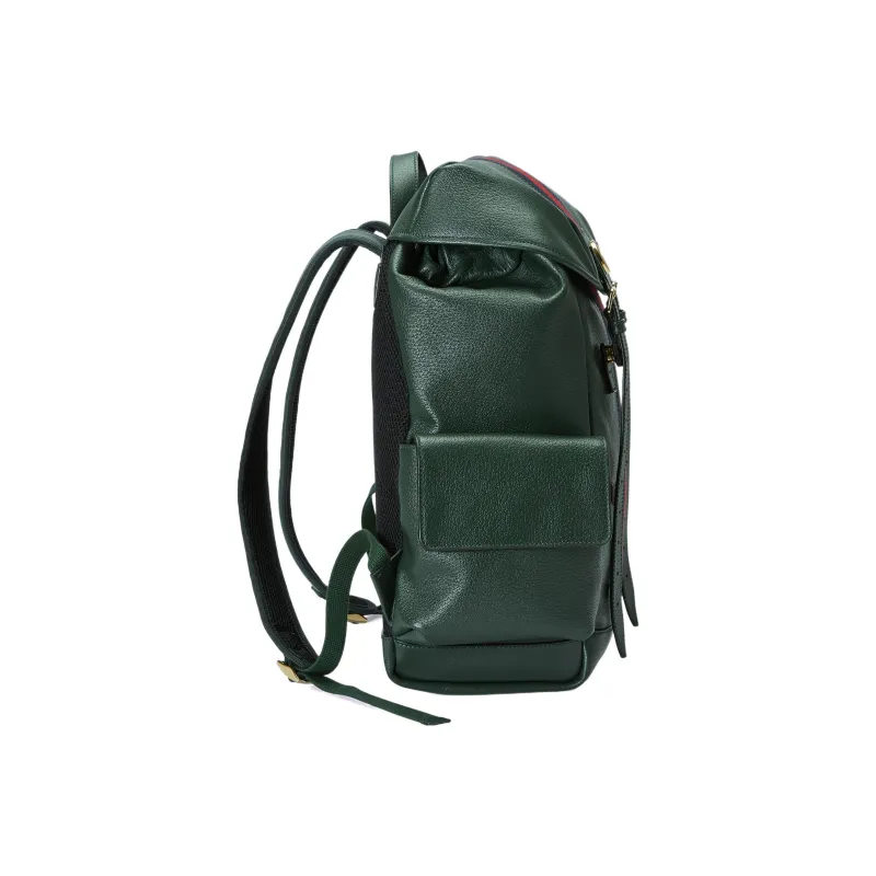 GUCCI Ophidia Leather Backpack Medium Size Men's Green-2