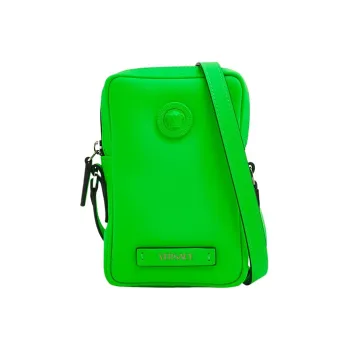 VERSACE Calfskin Shoulder Bag Crossbody Bag Small Size Men's Green
