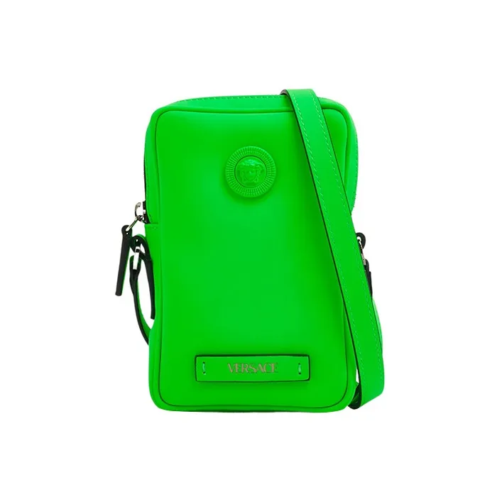VERSACE Calfskin Shoulder Bag Crossbody Bag Small Size Men's Green-0