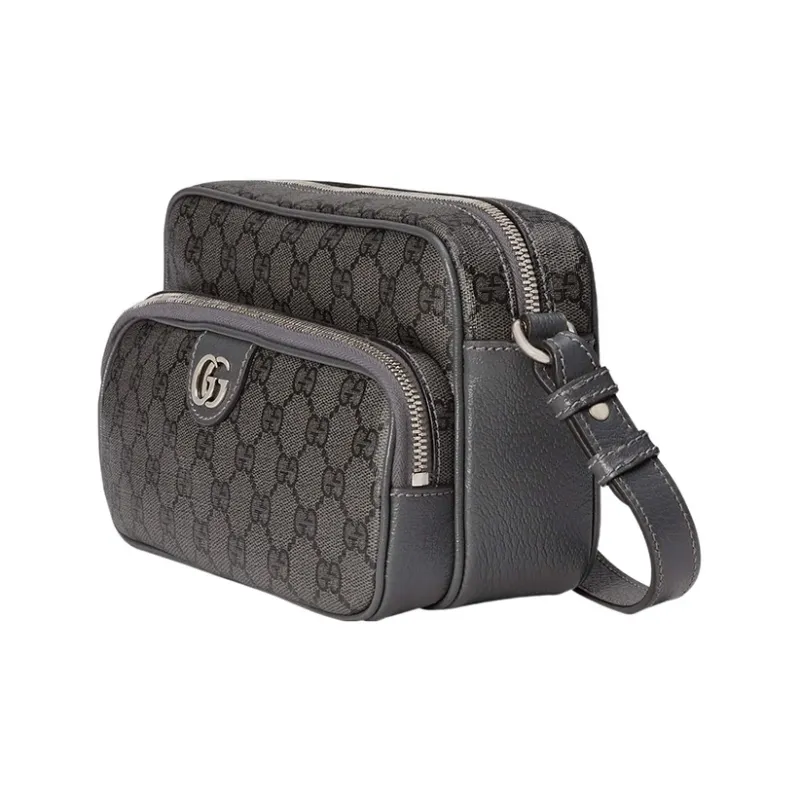 GUCCI Ophidia Canvas With Leather Trim Messenger Bag Shoulder Bag Crossbody Bag Small Size Men's Gray/Black-1