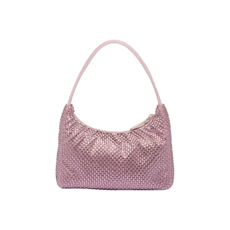 PRADA Re-Editionhobo Faux Crystal Satin Shoulder Bag Mini Women's Pink-2