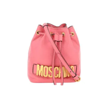MOSCHINO Leather Bucket Bags Shoulder Bag Crossbody Bag Mini Women's Pink