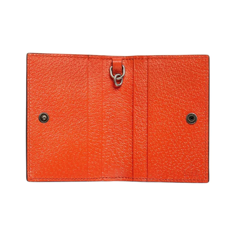 GUCCI GG Marmont Leather Wallets Card Holders Men's Orange-3