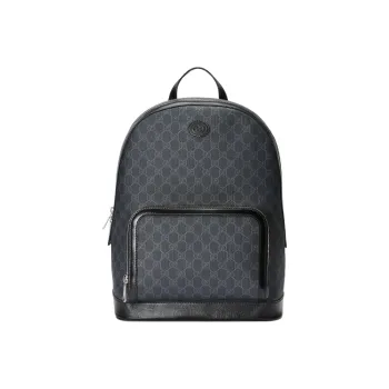 GUCCI GG Canvas With Leather Trim Backpack Men's Black
