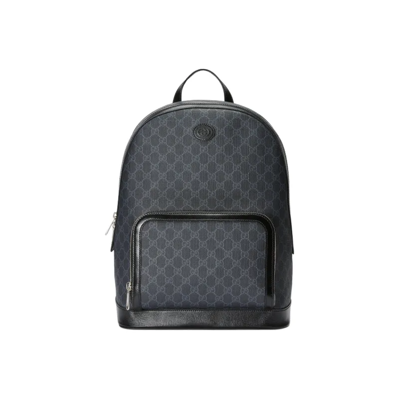 GUCCI GG Canvas With Leather Trim Backpack Men's Black-0