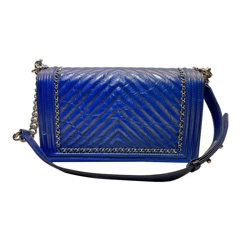 CHANEL Leboy Cow Leather Crossbody Bag, Shoulder Bag Medium Size Women's Royal Blue-1
