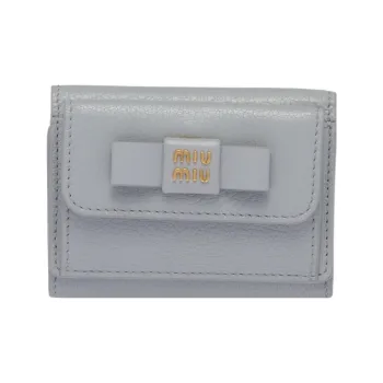 MIU MIU Leather Wallet Small Size Women's Light Blue