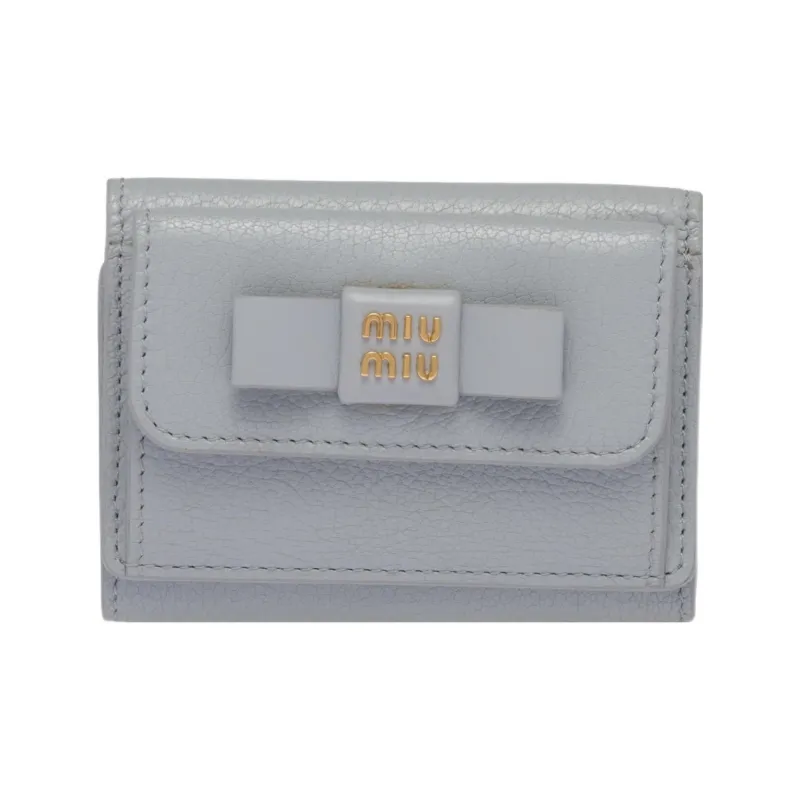 MIU MIU Leather Wallet Small Size Women's Light Blue-0