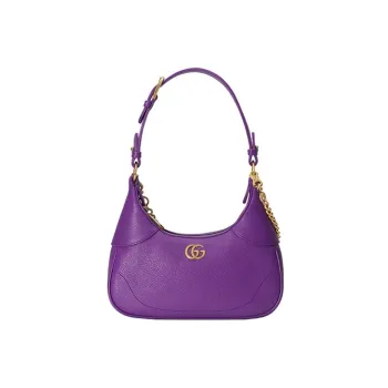 GUCCI Aphrodite Leather New Moon Shoulder Bag, Handbag, Shoulder Bag Women's Purple