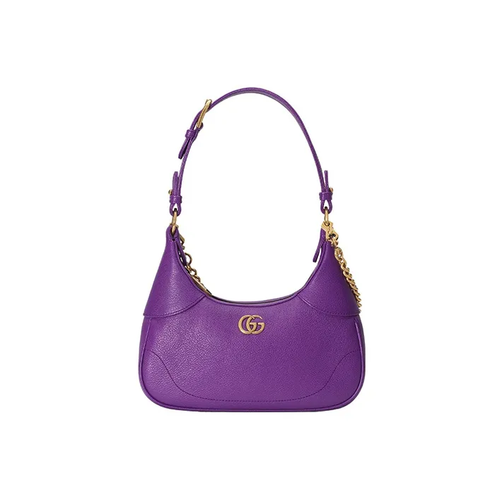 GUCCI Aphrodite Leather New Moon Shoulder Bag, Handbag, Shoulder Bag Women's Purple-0