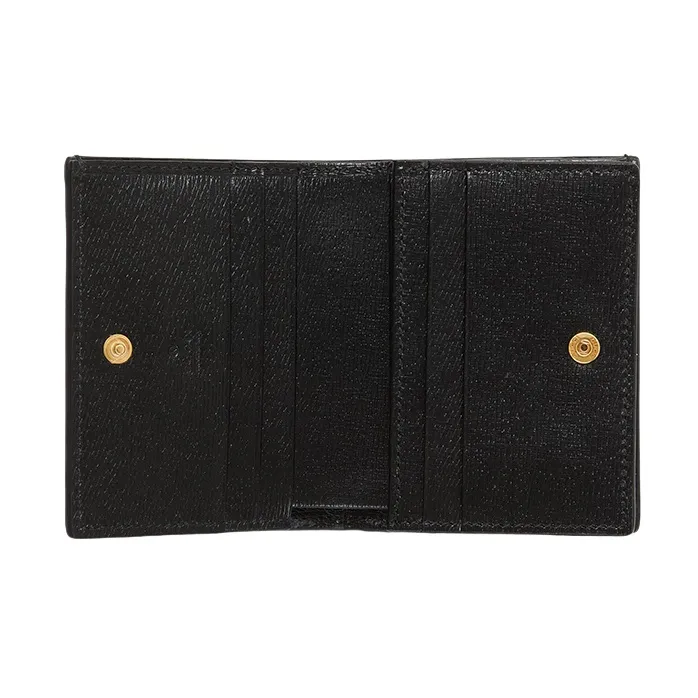 GUCCI Leather Business Card Holder Card Holder Wallet Women's Black/White-5