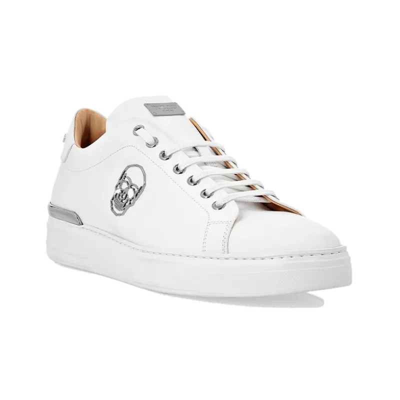 PHILIPP PLEIN Low Top Stylish Skateboarding Shoes Men's White-2