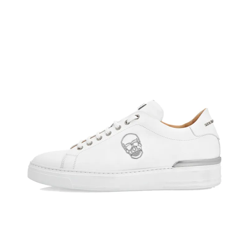 PHILIPP PLEIN Low Top Stylish Skateboarding Shoes Men's White-0