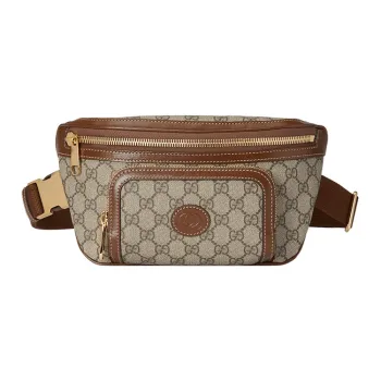 GUCCI Canvas Fanny Pack Large Size Men's Brown/Beige