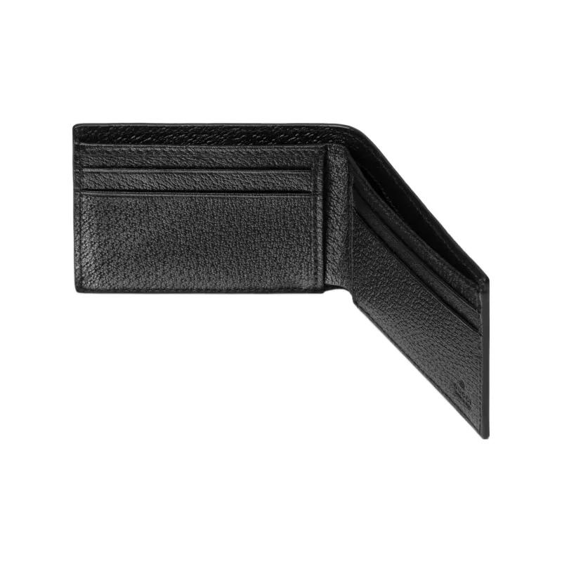 GUCCI Leather Card Holder Wallet Men's Black-3