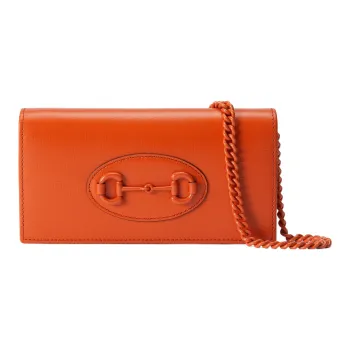 GUCCI Horsebit 1955 Leather WOC Small Crossbody Bag Shoulder Bag Crossbody Bag Small Size Women's Orange