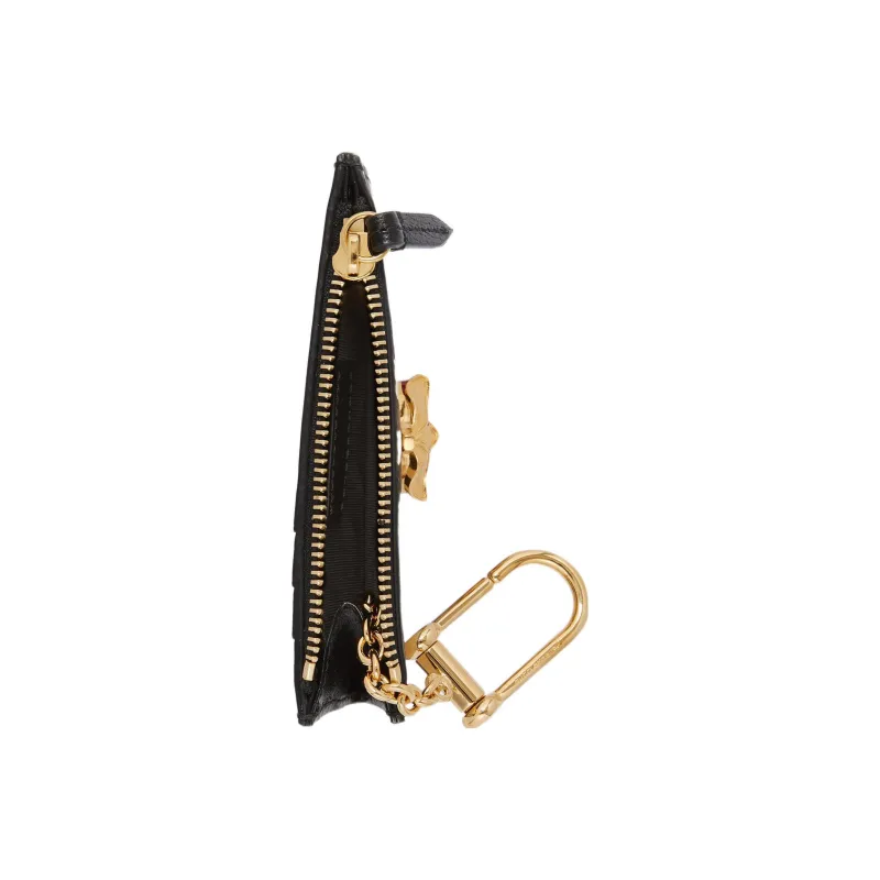 GUCCI Leather Business Card Holder Women's Black/White-3