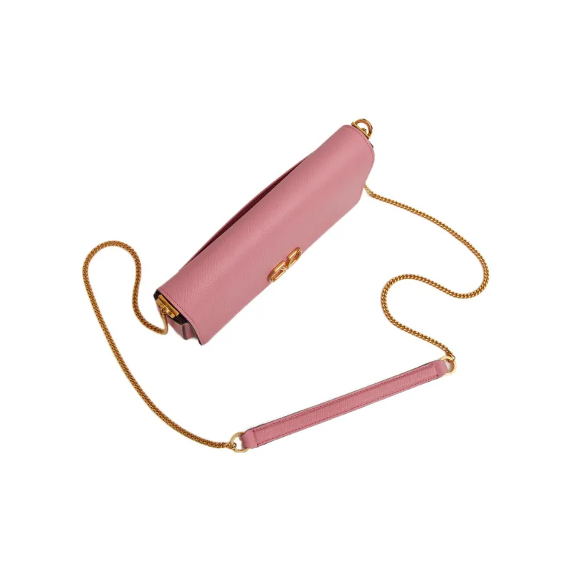Valentino Vlogo Calfskin Shoulder Bag Crossbody Bag Wallet Women's Pink-4