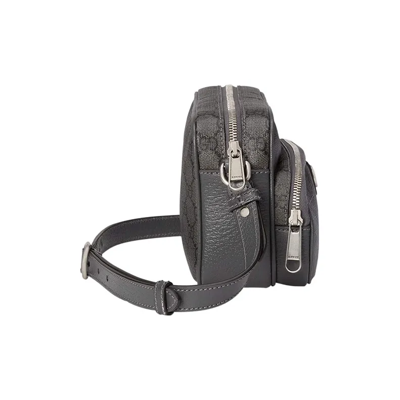 GUCCI Ophidia Canvas With Leather Trim Messenger Bag Shoulder Bag Crossbody Bag Small Size Men's Gray/Black-2