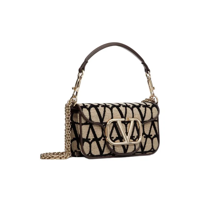 Valentino Locò Calfskin Baguette Bag Shoulder Bag Crossbody Bag Handbags Regular Women's Beige/Black-1