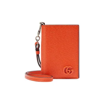 GUCCI GG Marmont Leather Wallets Card Holders Men's Orange