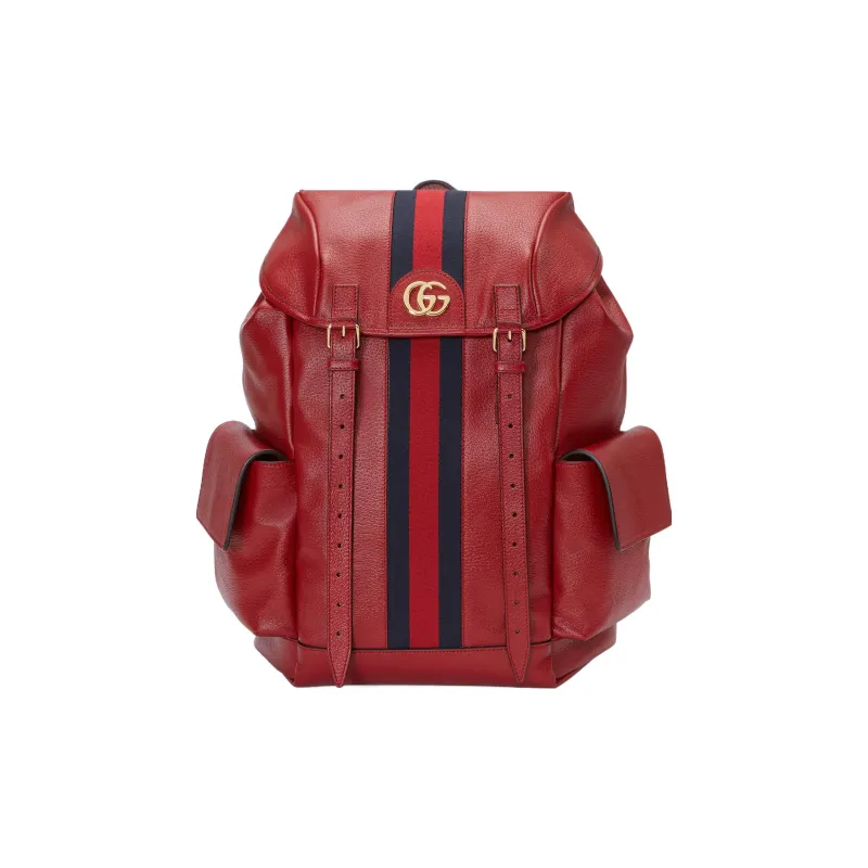 GUCCI Ophidia Leather Backpack Medium Size Men's Red-0