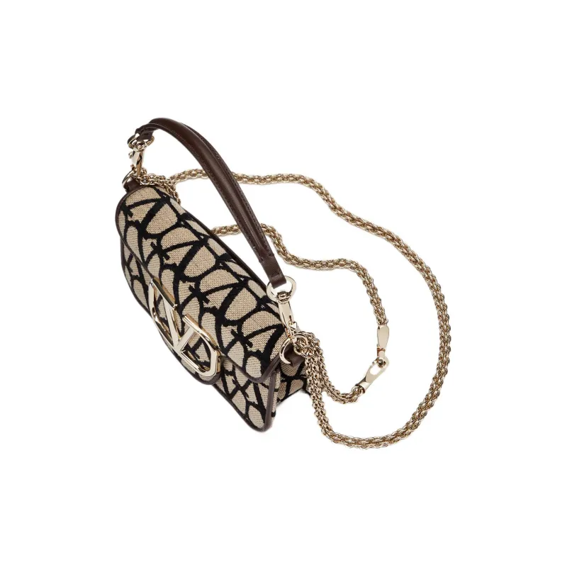 Valentino Locò Calfskin Baguette Bag Shoulder Bag Crossbody Bag Handbags Regular Women's Beige/Black-4