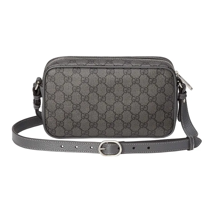 GUCCI Ophidia Canvas With Leather Trim Messenger Bag Shoulder Bag Crossbody Bag Small Size Men's Gray/Black-3