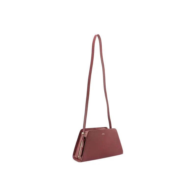 A.P.C Leather Trapezoid Bag, Crossbody Bag, Shoulder Bag Women's Burgundy-2