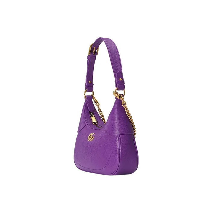 GUCCI Aphrodite Leather New Moon Shoulder Bag, Handbag, Shoulder Bag Women's Purple-3