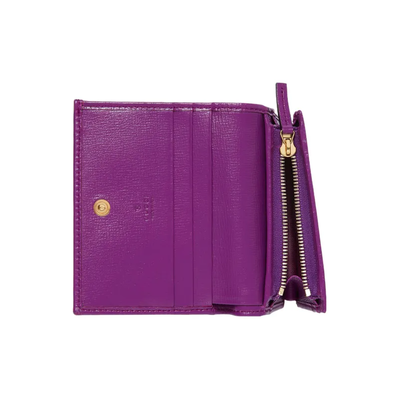 GUCCI Horsebit 1955 Leather Card Holder, Wallet Women's Purple-5