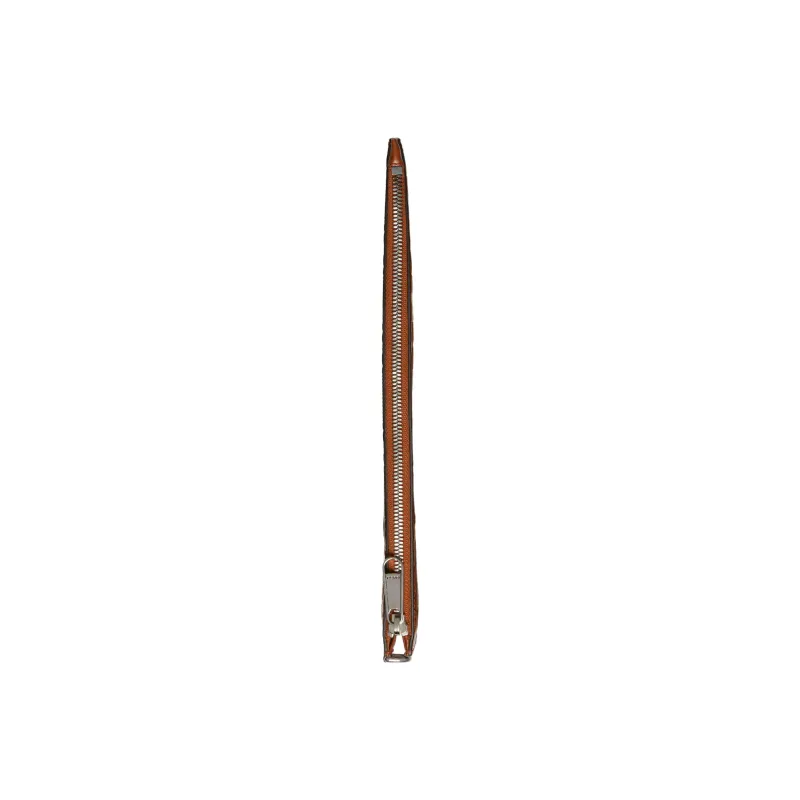 GUCCI Embossed Leather Clutch Men's Brown-4