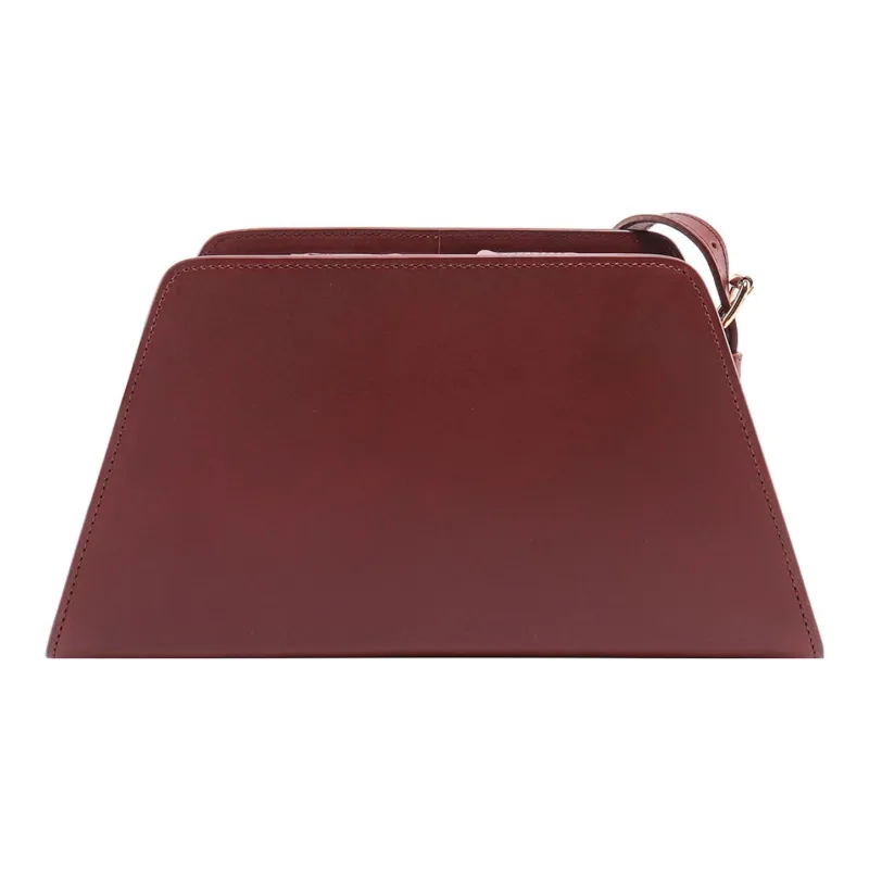 A.P.C Leather Trapezoid Bag, Crossbody Bag, Shoulder Bag Women's Burgundy-1