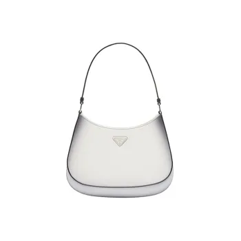 PRADA Cleo Brushed Leather Handbag, Shoulder Bag Women's White Gradient