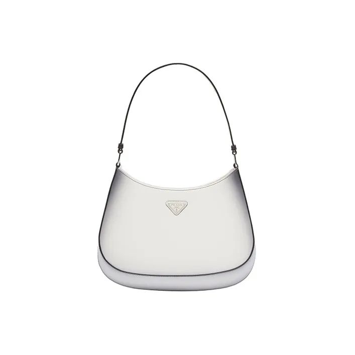 PRADA Cleo Brushed Leather Handbag, Shoulder Bag Women's White Gradient-0