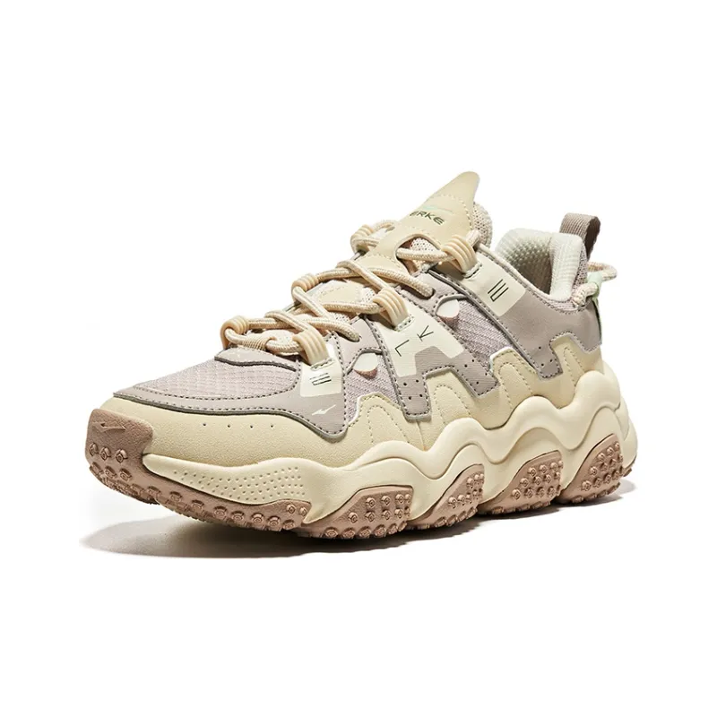 Erke Casual Shoes Women's Low Top Pearl Milk Tea/Warm Linen-2