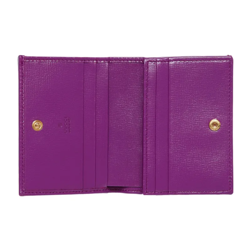 GUCCI Horsebit 1955 Leather Card Holder, Wallet Women's Purple-4