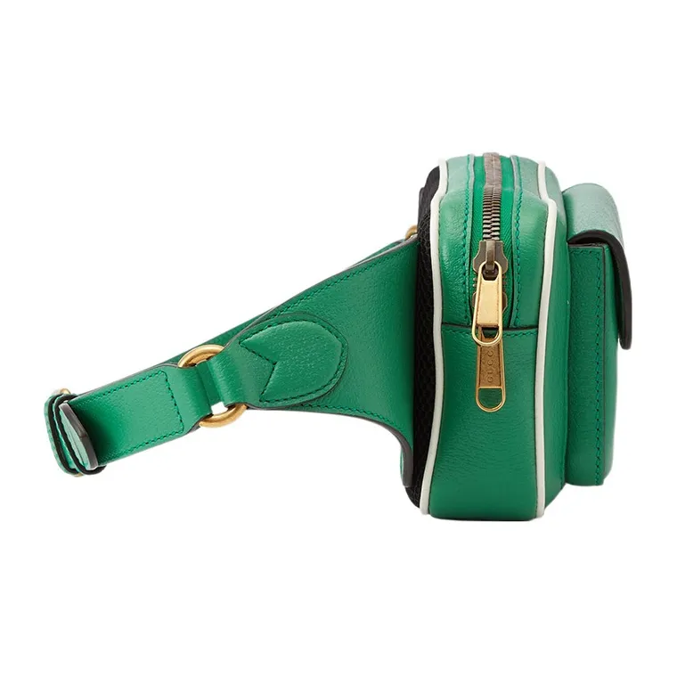 GUCCI Adidas Collaboration Leather Belt Bag, One Shoulder, Crossbody, Fanny Pack Men's Green/White-2