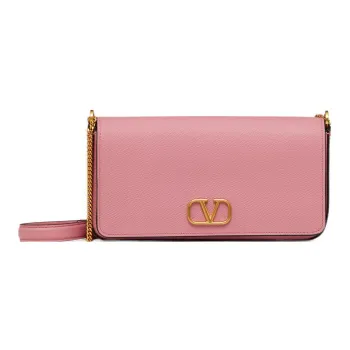 Valentino Vlogo Calfskin Shoulder Bag Crossbody Bag Wallet Women's Pink